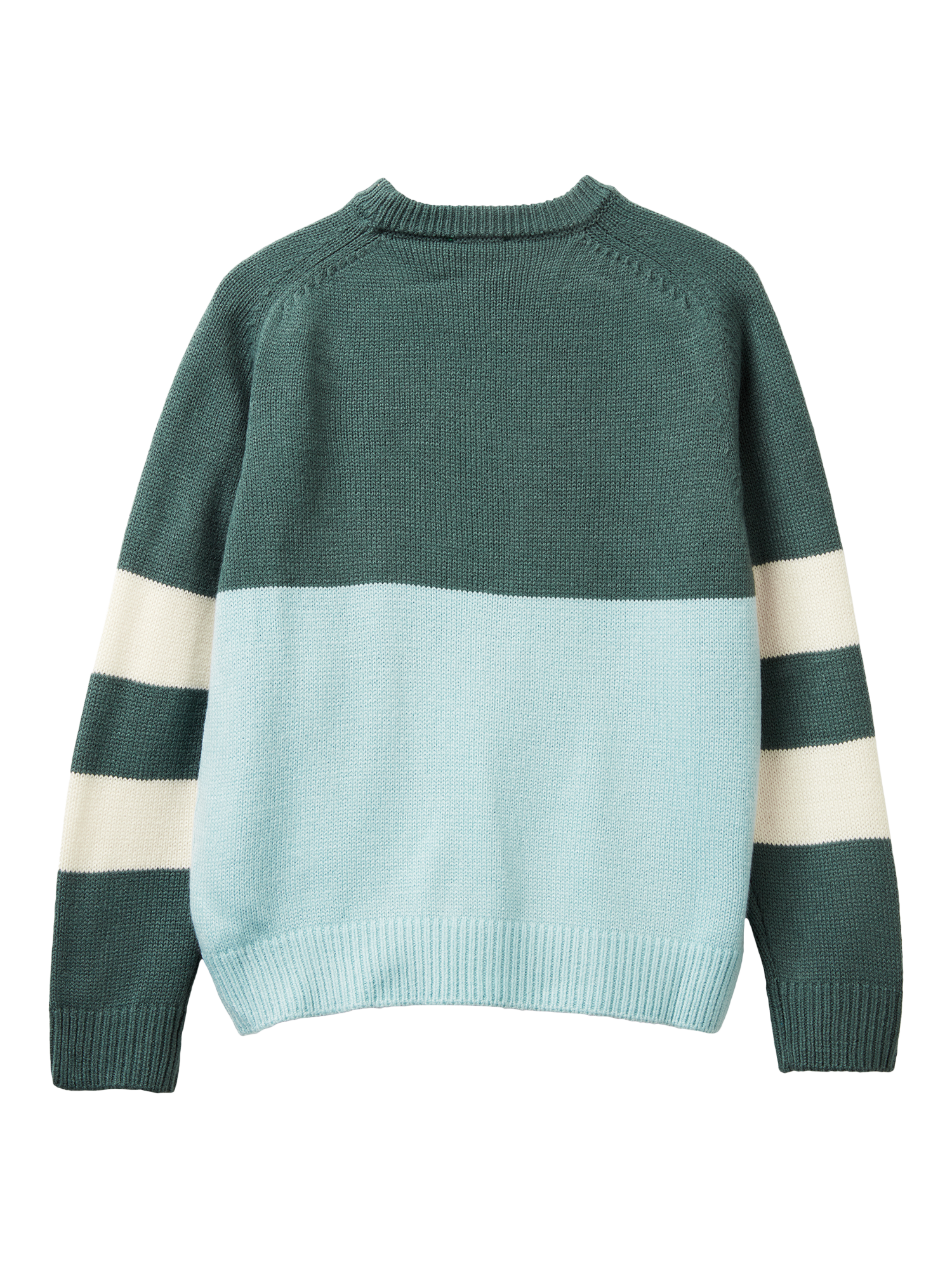 Product image 2 of 3, which shows Benetton Kids' Crew Neck Colour Block Jumper, Grey, 11-12 years
