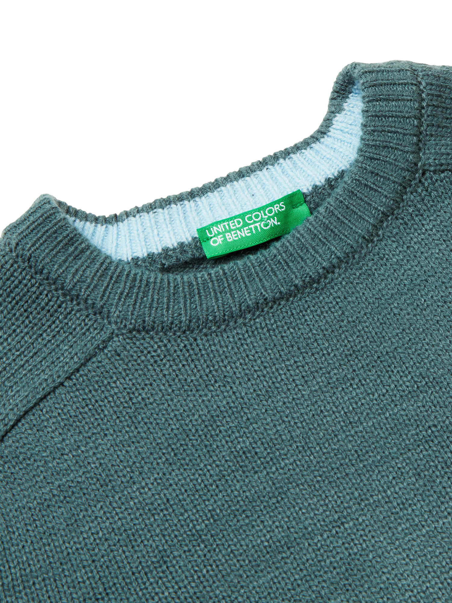 Product image 3 of 3, which shows Benetton Kids' Crew Neck Colour Block Jumper, Grey, 11-12 years