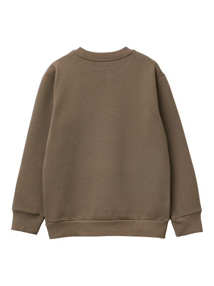 Benetton Kids' Brushed Cotton Blend Logo Sweatshirt, Brown - view 2, Brown