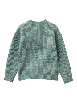 Benetton Kids' Knitted Crew Neck Jumper - view 2, Sage Green