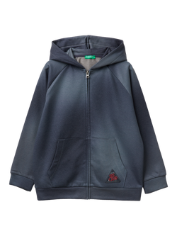 Benetton Kids' Long Sleeve Zip-Up Hoodie, Blue