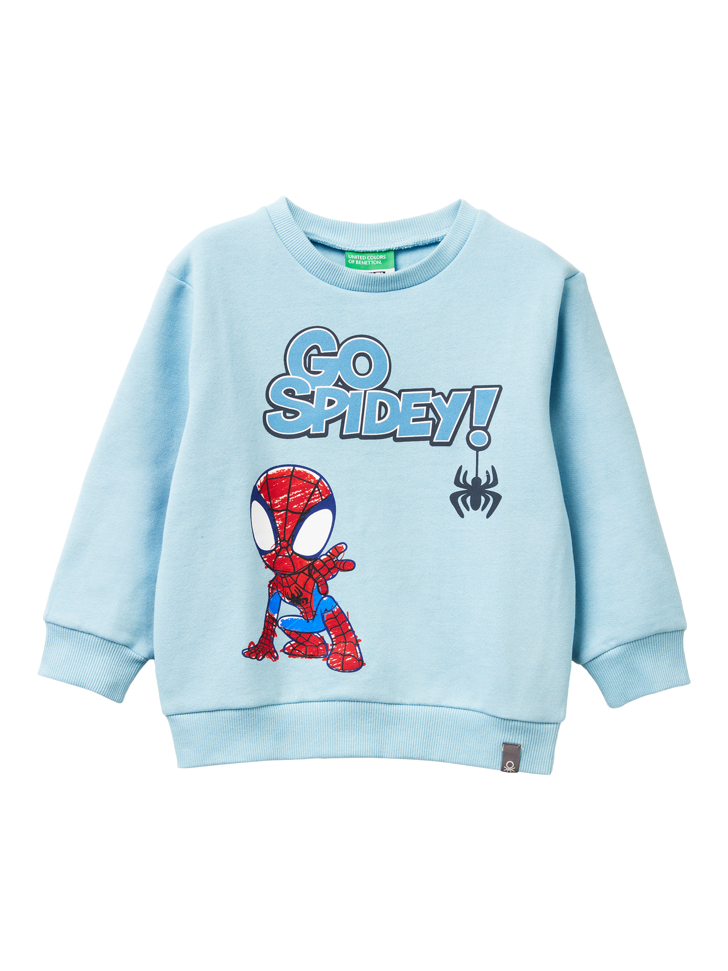 Product image 1 of 3, which shows Benetton Kids' Brushed Back-Face Fleece Jumper , Blue, 3-4 yrs