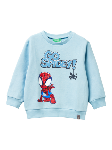 Benetton Kids' Brushed Back-Face Fleece Jumper, Blue