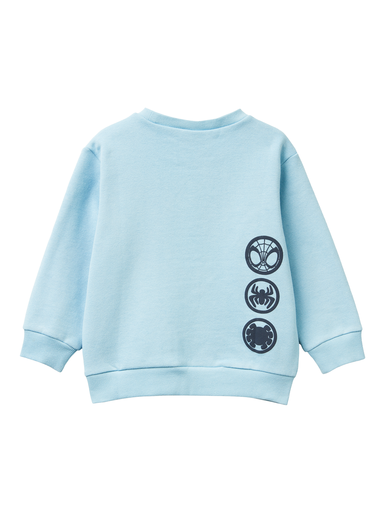 Product image 2 of 3, which shows Benetton Kids' Brushed Back-Face Fleece Jumper , Blue, 3-4 yrs