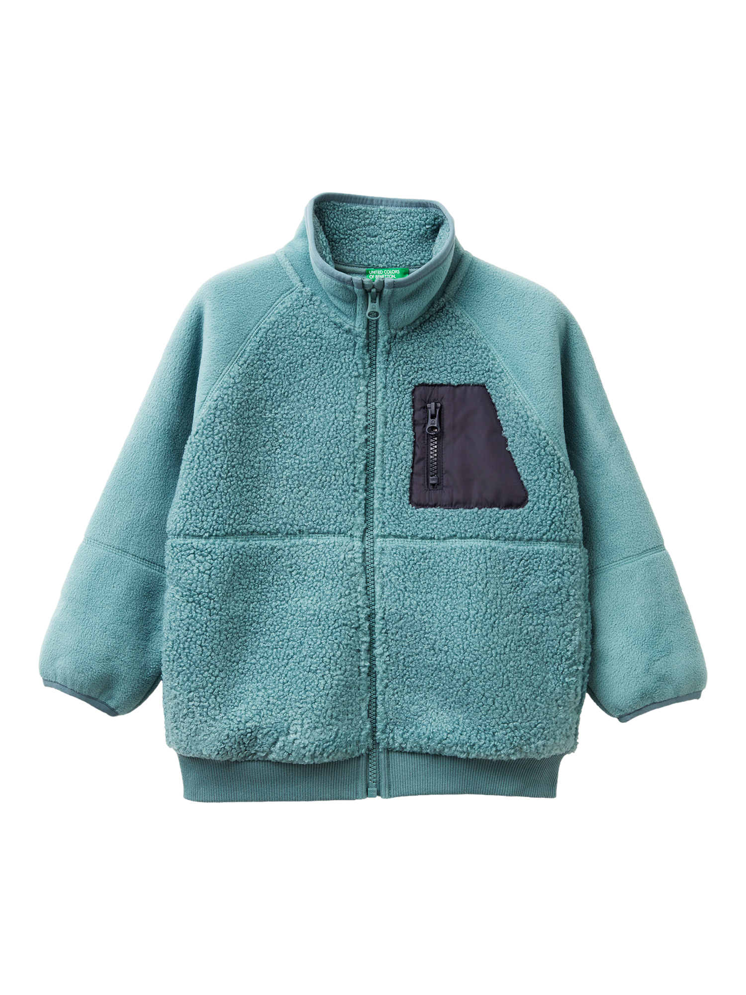 Product image 1 of 3, which shows Benetton Kids' High Neck Zipped Sweatshirt, Grey, 3-4 years