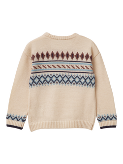 Benetton Kids' Stitch Detail Long Sleeve Jumper - view 2, Beige
