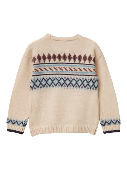 Benetton Kids' Stitch Detail Long Sleeve Jumper - view 2, Beige