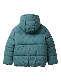 Benetton Kids' Hooded Puffer Coat, Grey - view 2, Grey