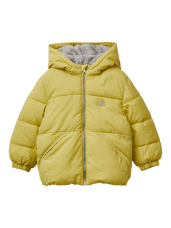 Benetton Kids' Hooded Puffer Coat, Green, Green