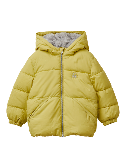 Benetton Kids' Hooded Puffer Coat, Green, Green