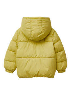 Benetton Kids' Hooded Puffer Coat, Green - view 2, Green