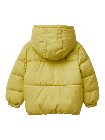 Benetton Kids' Hooded Puffer Coat, Green - view 2, Green
