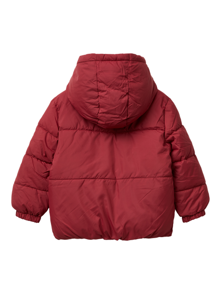Benetton Kids' Hooded Puffer Coat, Red - view 2, Red
