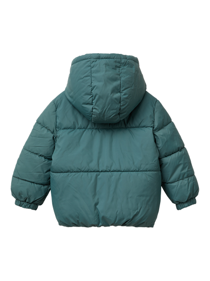 Benetton Kids' Hooded Puffer Jacket, Grey - view 2, Grey