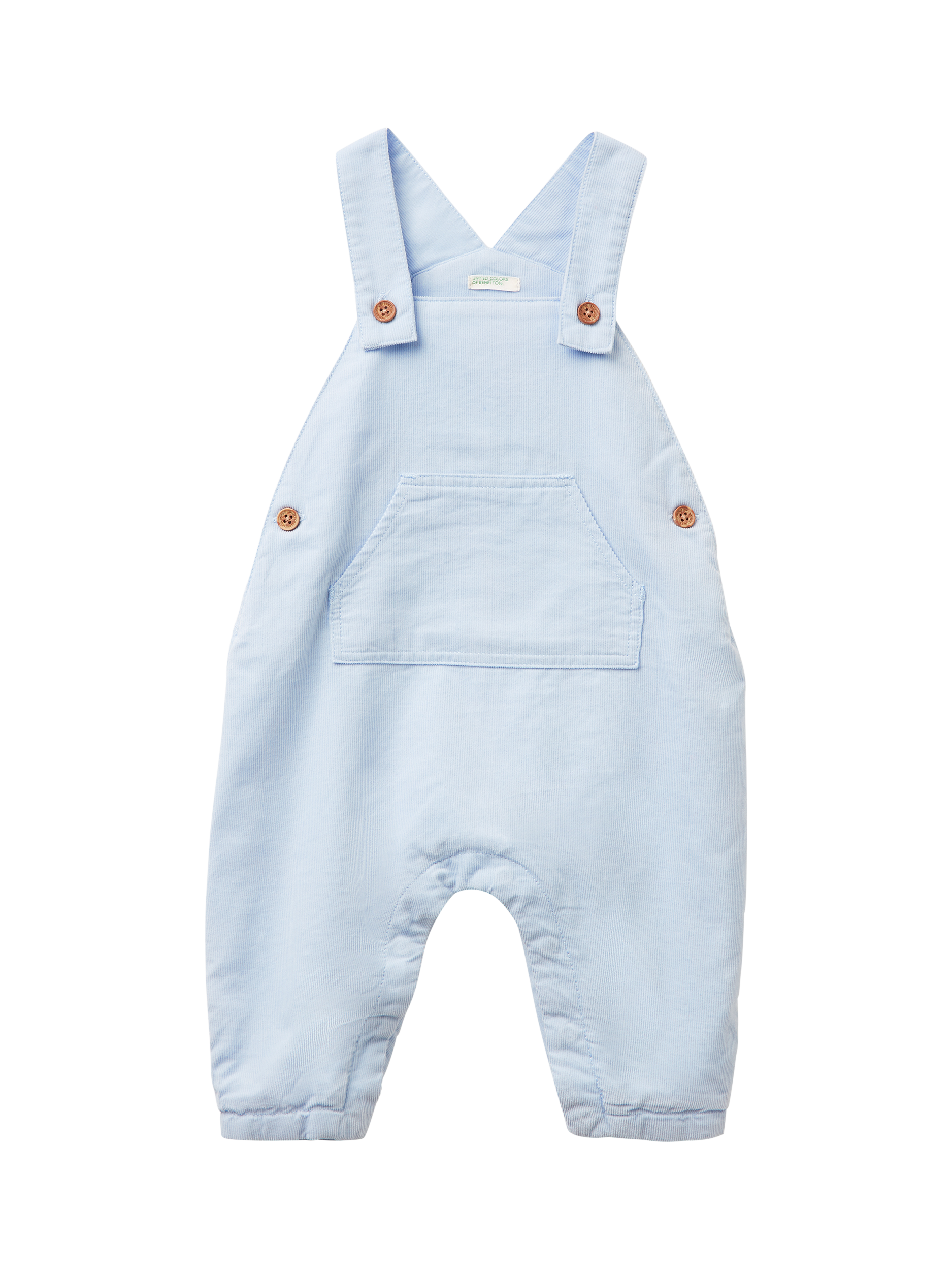 Product image 1 of 3, which shows Benetton Kids' Newborn Button Fastening Salopettes , Blue, 1-3 mths