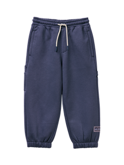 Benetton Kids' Brushed Fleece Drawstring Joggers, Blue, Blue