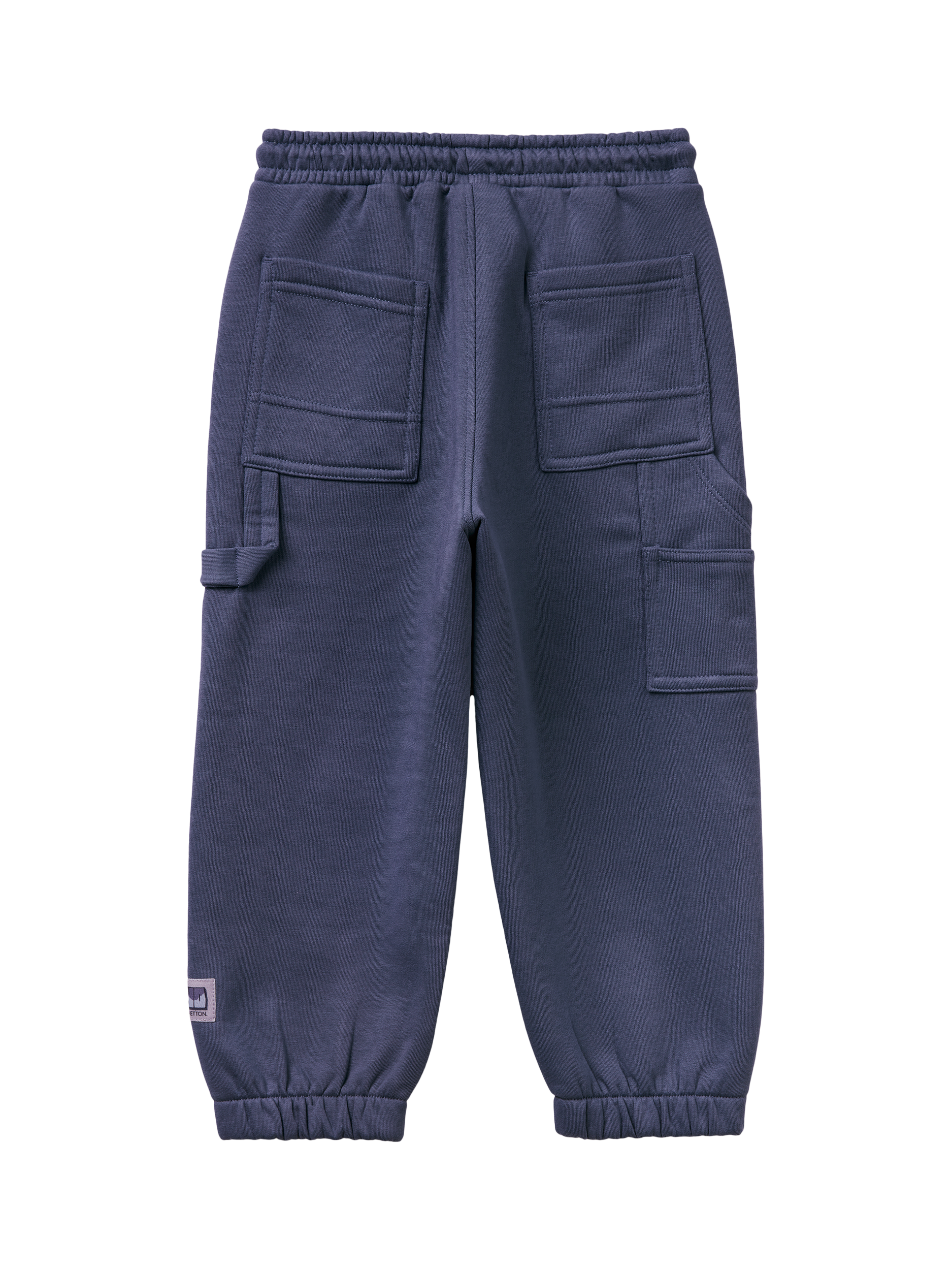 Product image 2 of 3, which shows Benetton Kids' Brushed Fleece Drawstring Joggers, Blue, 3-4 years