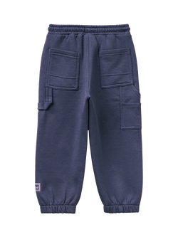 Benetton Kids' Brushed Fleece Drawstring Joggers, Blue - view 2, Blue