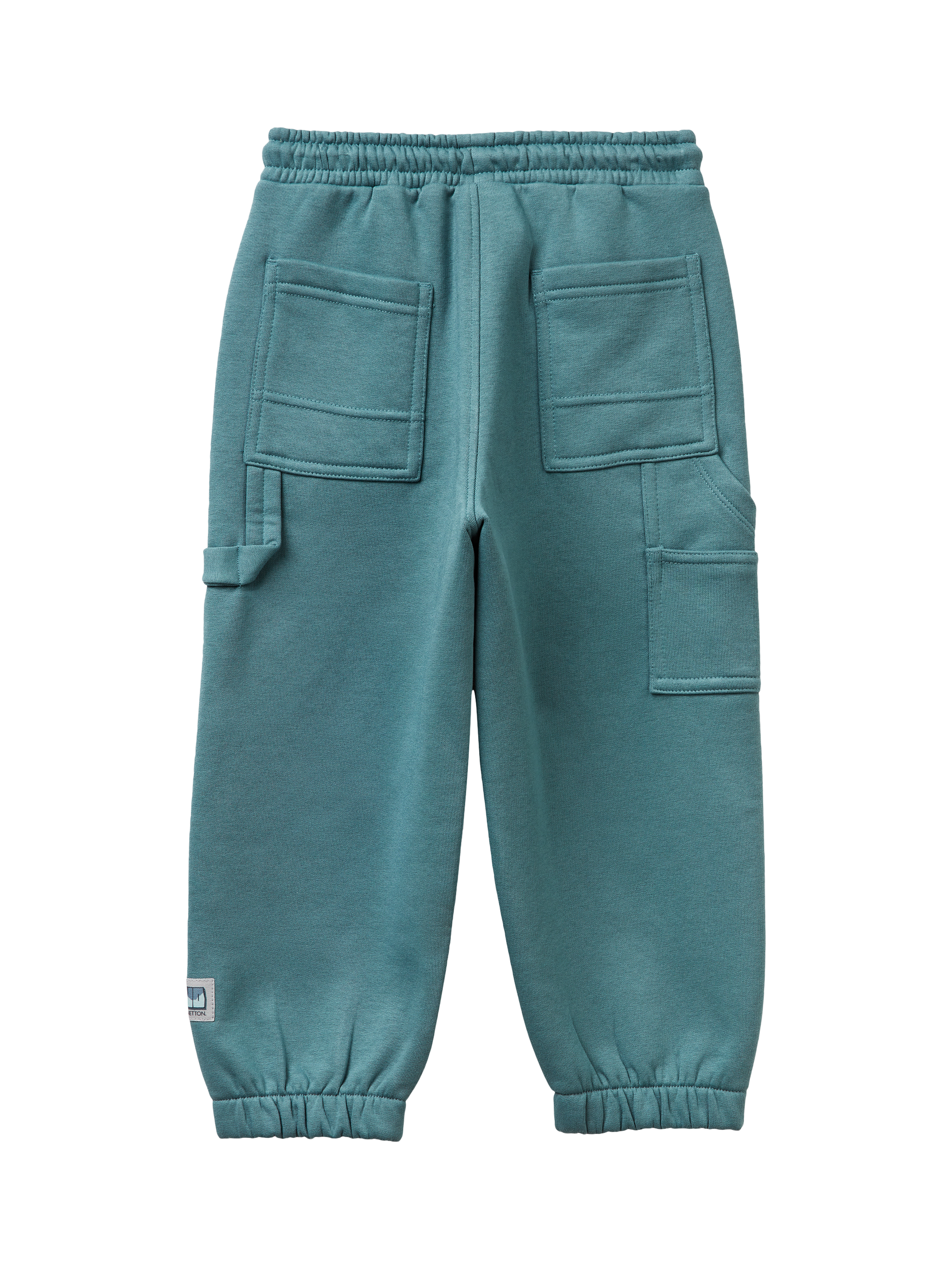 Product image 2 of 3, which shows Benetton Kids' Brushed Fleece Drawstring Joggers, Grey, 3-4 years