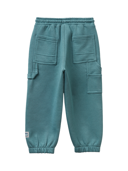 Benetton Kids' Brushed Fleece Drawstring Joggers, Grey - view 2, Grey