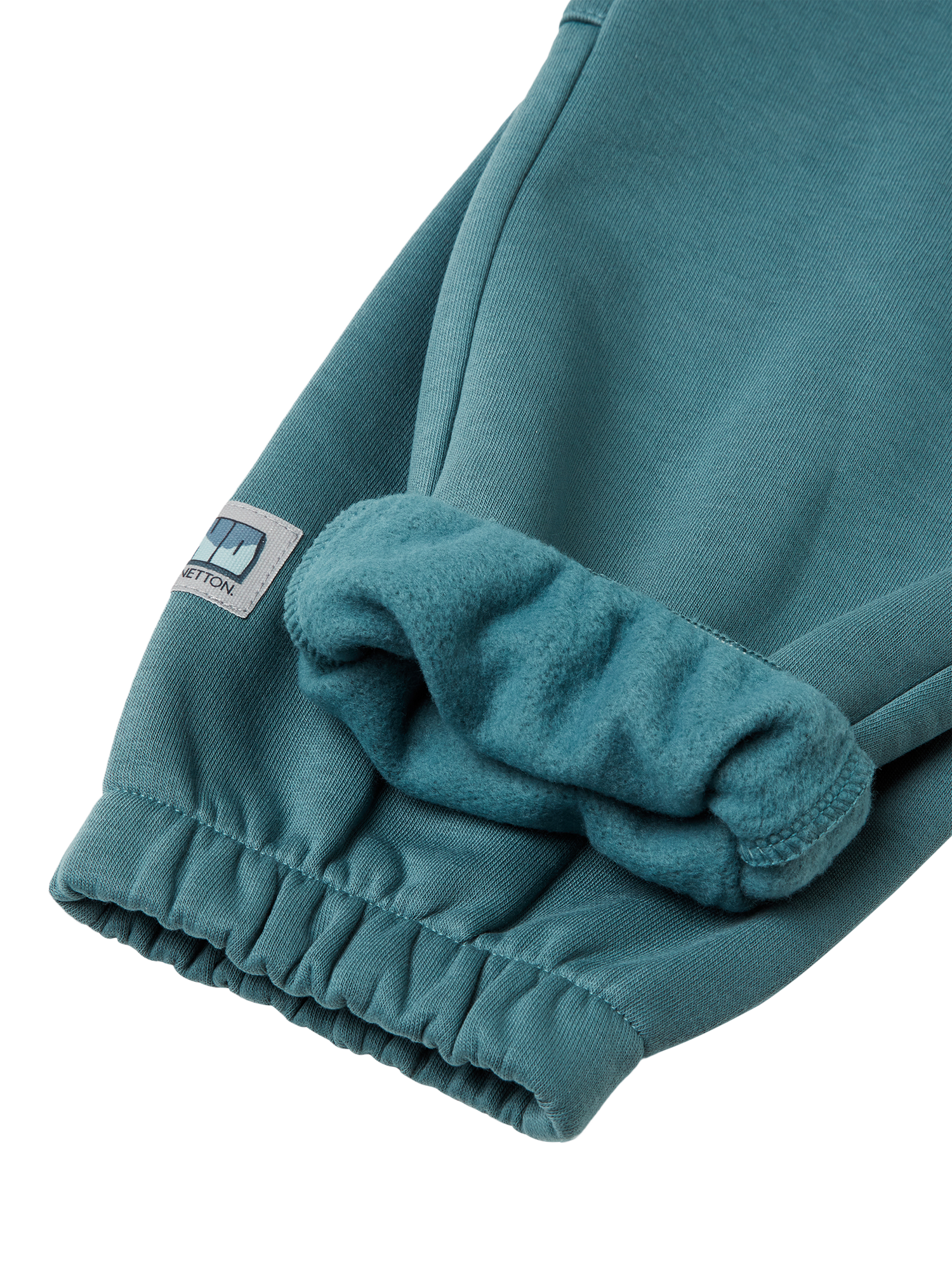 Product image 3 of 3, which shows Benetton Kids' Brushed Fleece Drawstring Joggers, Grey, 3-4 years