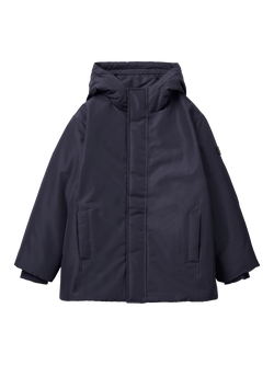 Benetton Kids' Fleece-Lined Hood Long Sleeve Jacket, Blue