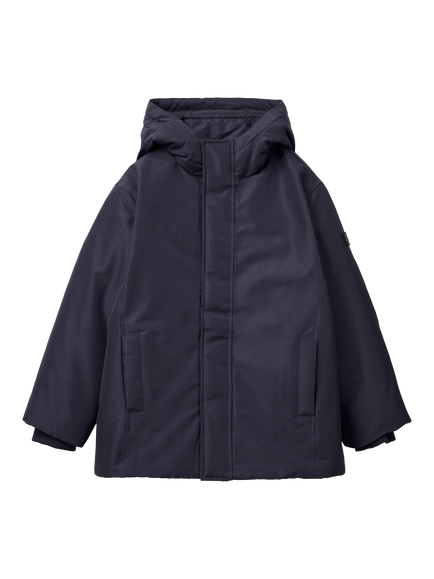 Benetton Kids' Fleece-Lined Hood Long Sleeve Jacket, Blue