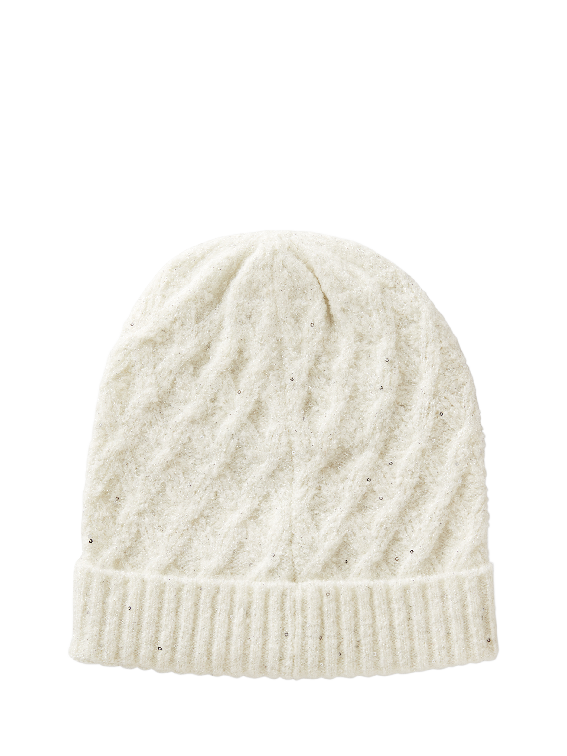 Product image 2 of 3, which shows Benetton Kids' Sequin Knitted Beanie, White, 7-8 yrs