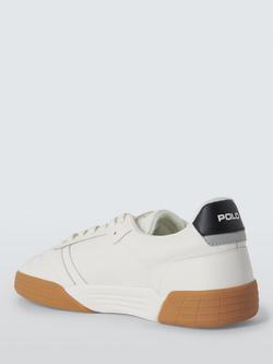 Ralph Lauren Broome Leather Lace Up Trainers, Deck White - view 2, Deck White