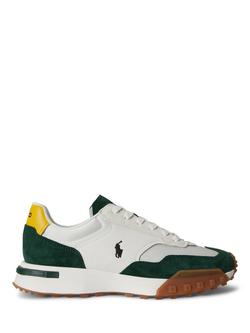 Polo Ralph Lauren Eldridge Suede-Paneled Trainers, Forest/Yellow, Forest/Yellow