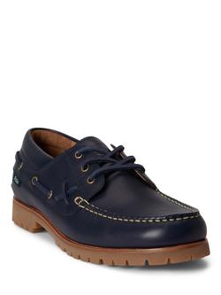 Polo Ralph Lauren Ranger Leather Boat Shoes, Navy - view 2, Navy