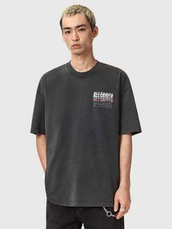 AllSaints Graphic Oversized Fit Cotton T-Shirt, Washed Black, Washed Black