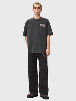 AllSaints Graphic Oversized Fit Cotton T-Shirt, Washed Black - view 2, Washed Black