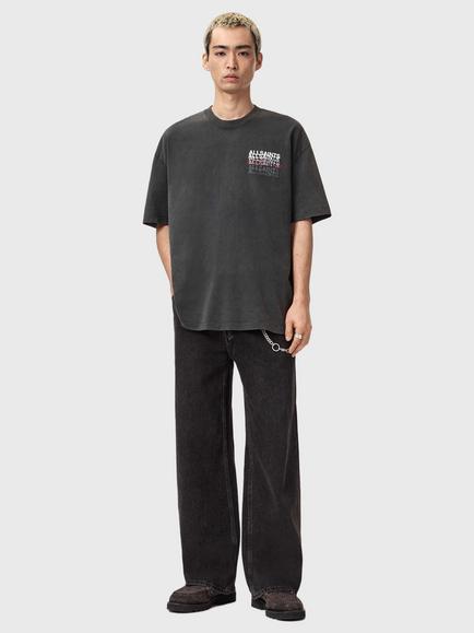 AllSaints Graphic Oversized Fit Cotton T-Shirt, Washed Black - view 2, Washed Black
