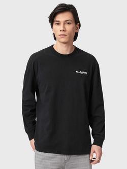 AllSaints Guardian Cotton Logo Long Sleeve T-Shirt, Jet Black, Jet Black