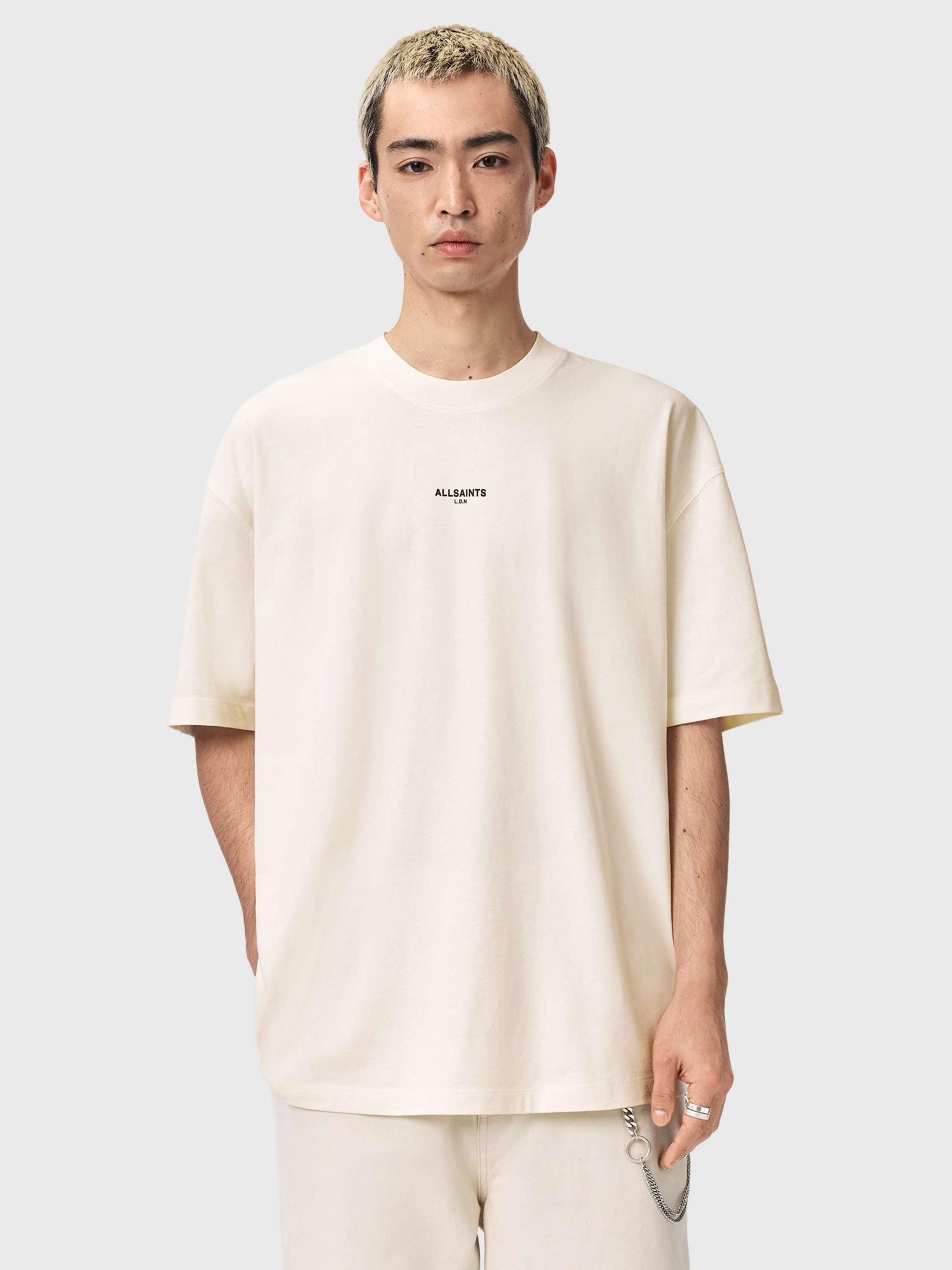 Product image 1 of 11, which shows AllSaints Mikro Logo Crew Neck T-Shirt, White, L