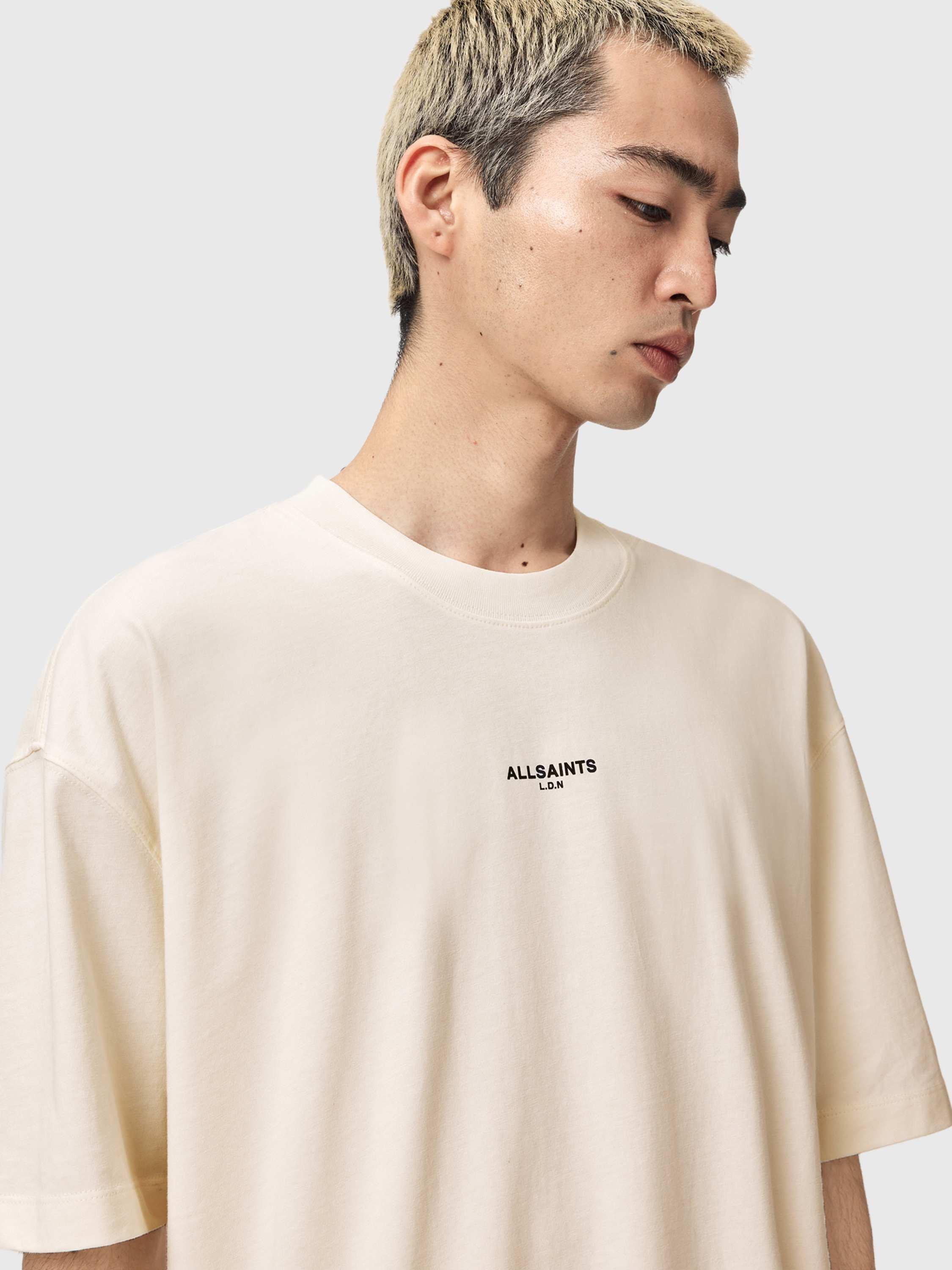 Product image 5 of 11, which shows AllSaints Mikro Logo Crew Neck T-Shirt, White, L