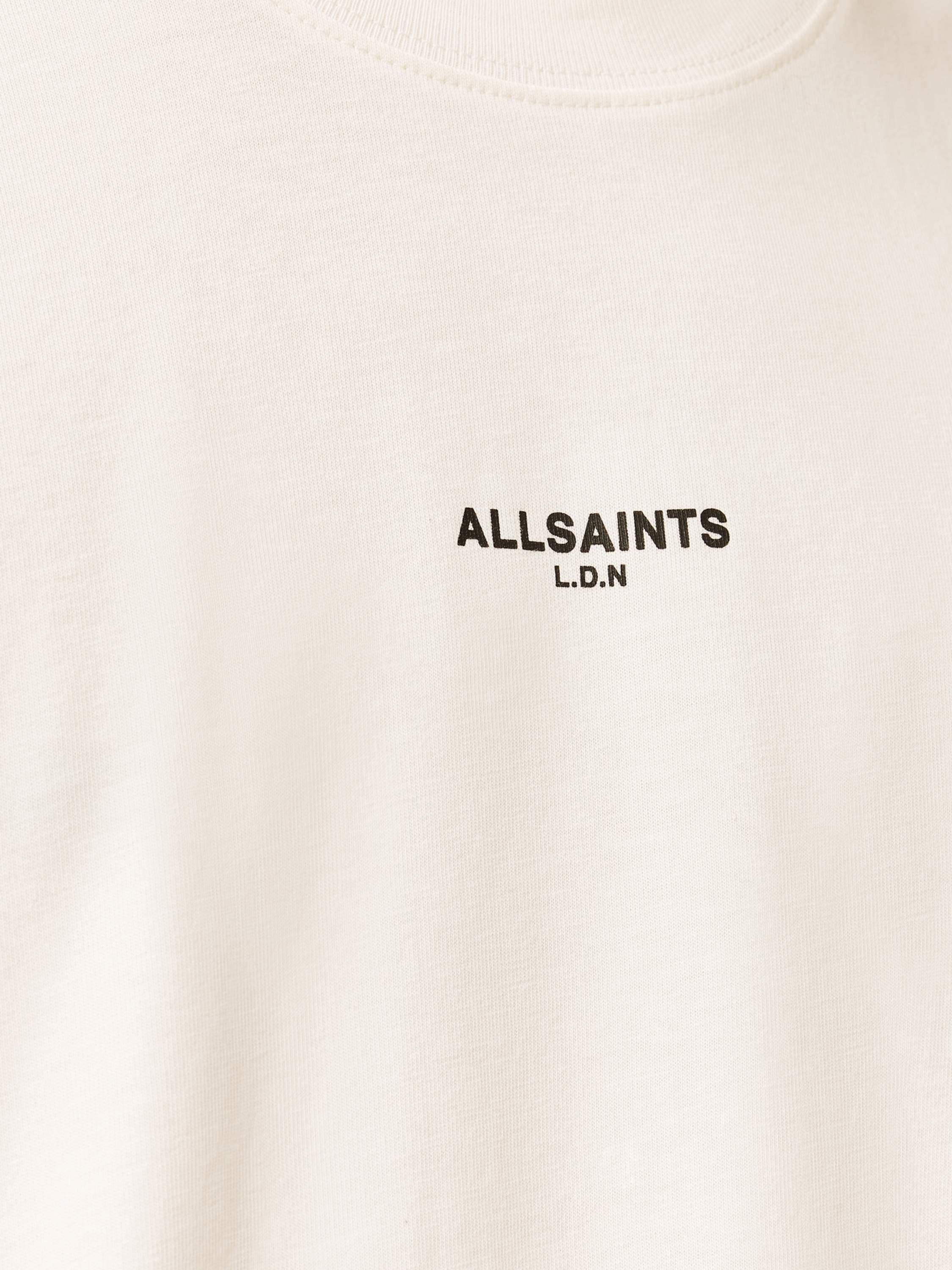 Product image 6 of 11, which shows AllSaints Mikro Logo Crew Neck T-Shirt, White, L