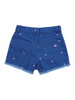 The New Society Kids' Heart Embroidery Shorts, Light Denim - view 2, Light Denim