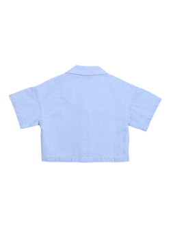 The New Society Kids' Bellis Cropped Shirt, Light Denim - view 2, Light Denim