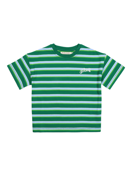 The New Society Kids' Ciclan T-Shirt, Green Stripes, Green Stripes