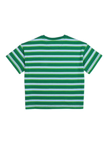The New Society Kids' Ciclan T-Shirt, Green Stripes - view 2, Green Stripes
