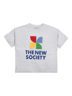 The New Society Kids' Logo T-Shirt, Light Grey Melange, Light Grey Melange