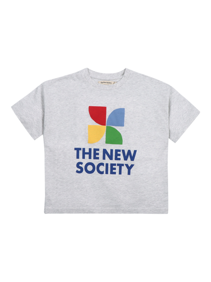The New Society Kids' Logo T-Shirt, Light Grey Melange, Light Grey Melange