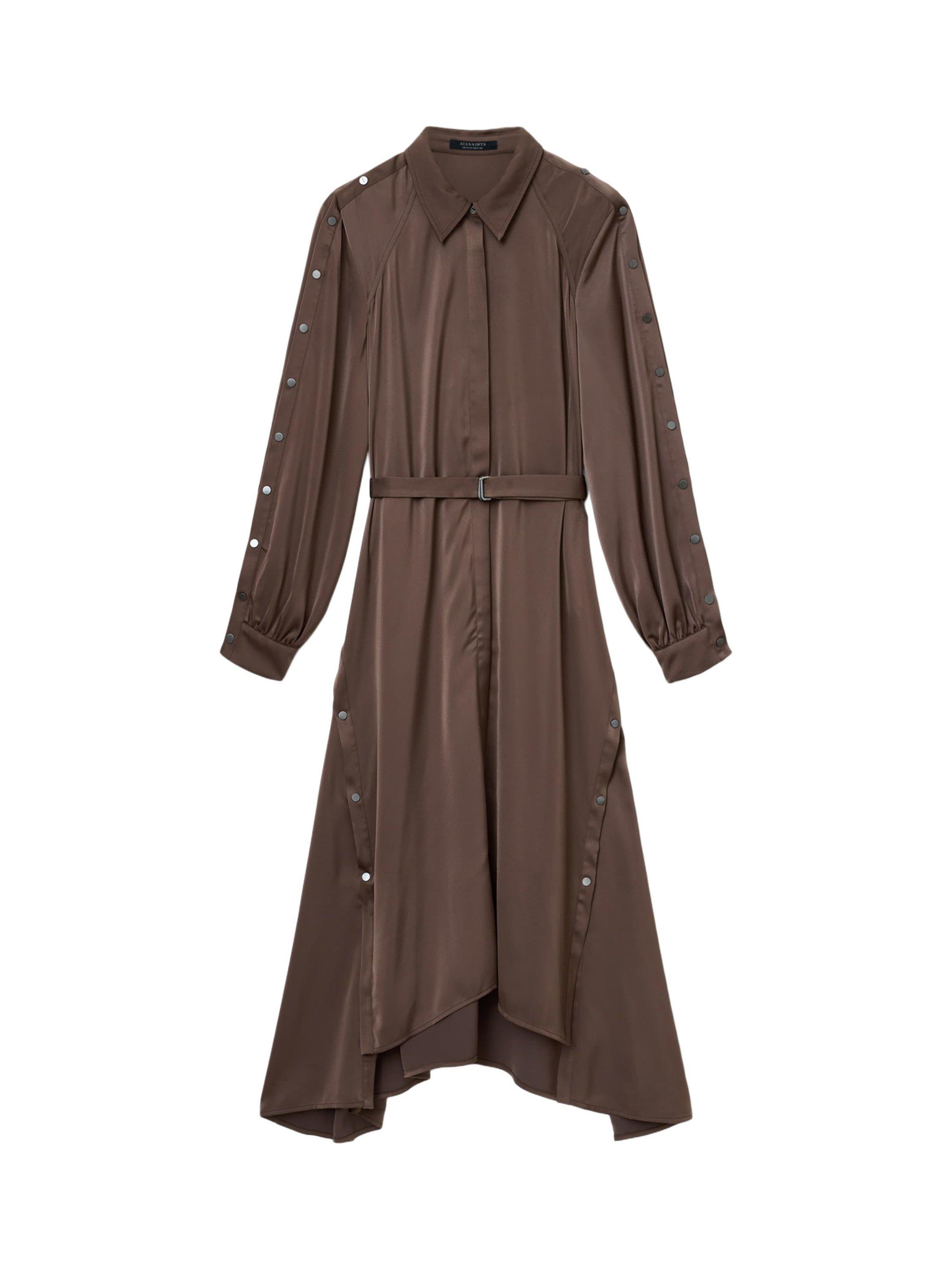 Product image 4 of 8, which shows AllSaints Lexi Dress, Pot Brown, 10