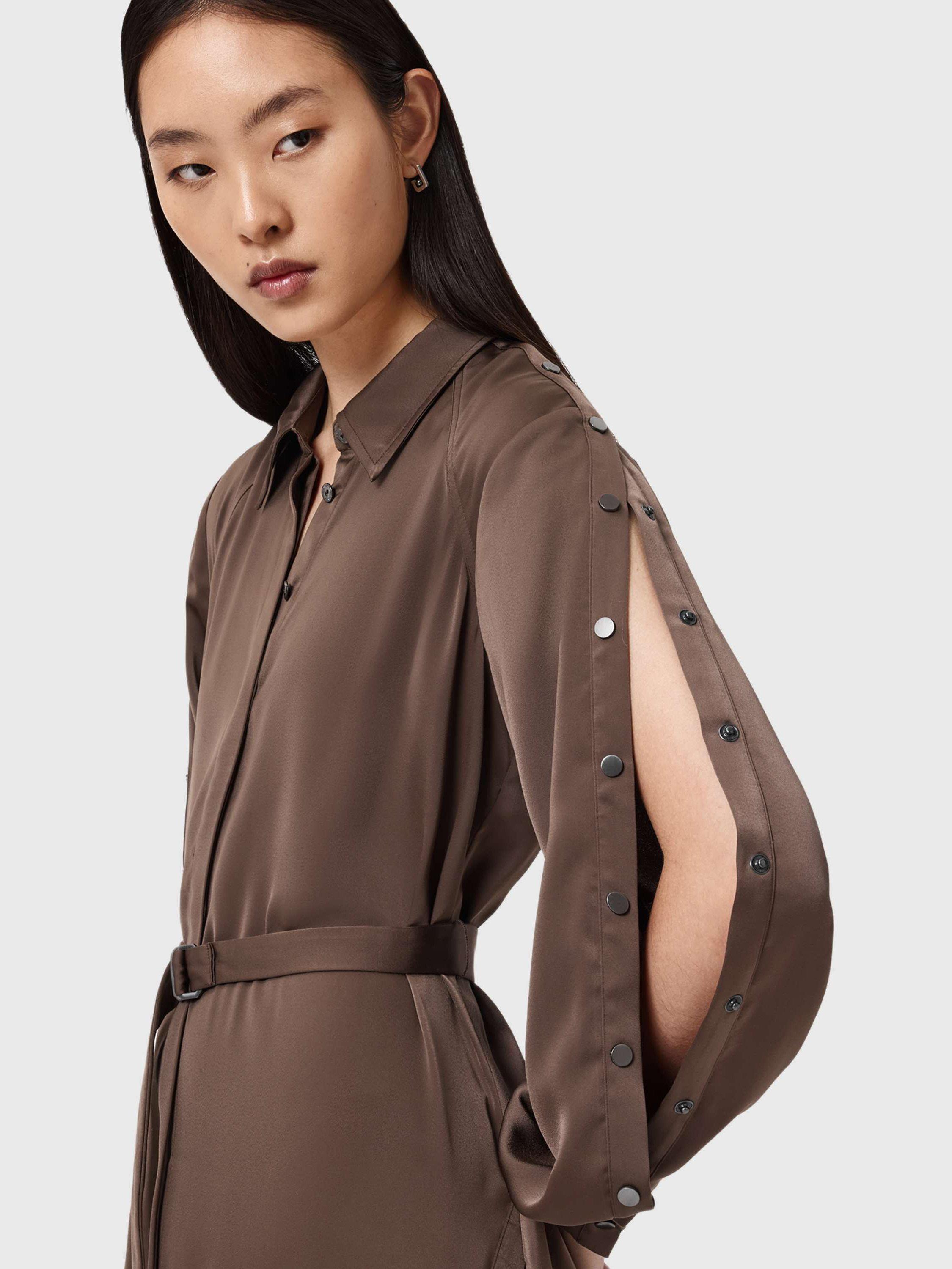 Product image 5 of 8, which shows AllSaints Lexi Dress, Pot Brown, 10