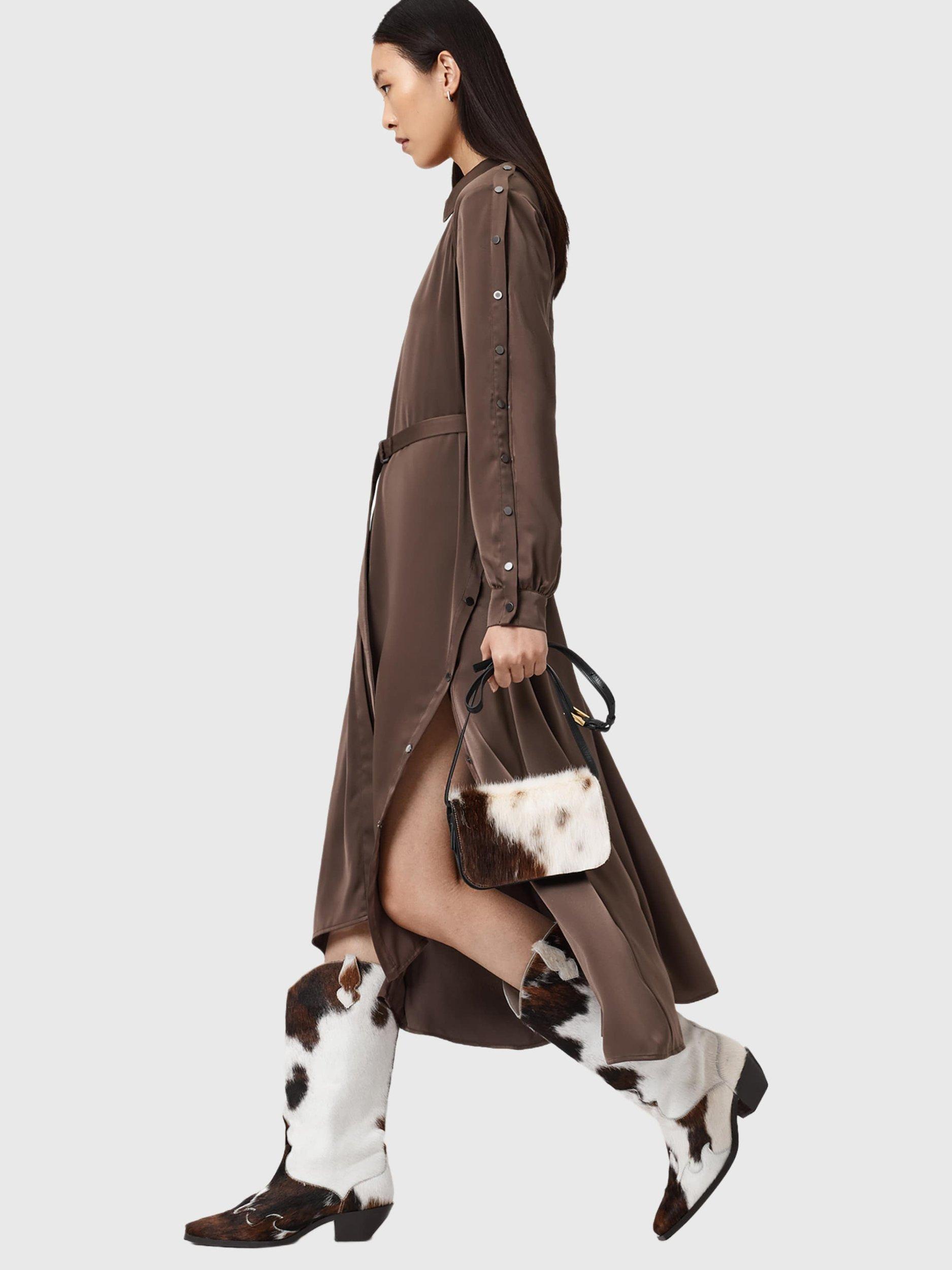 Product image 8 of 8, which shows AllSaints Lexi Dress, Pot Brown, 10