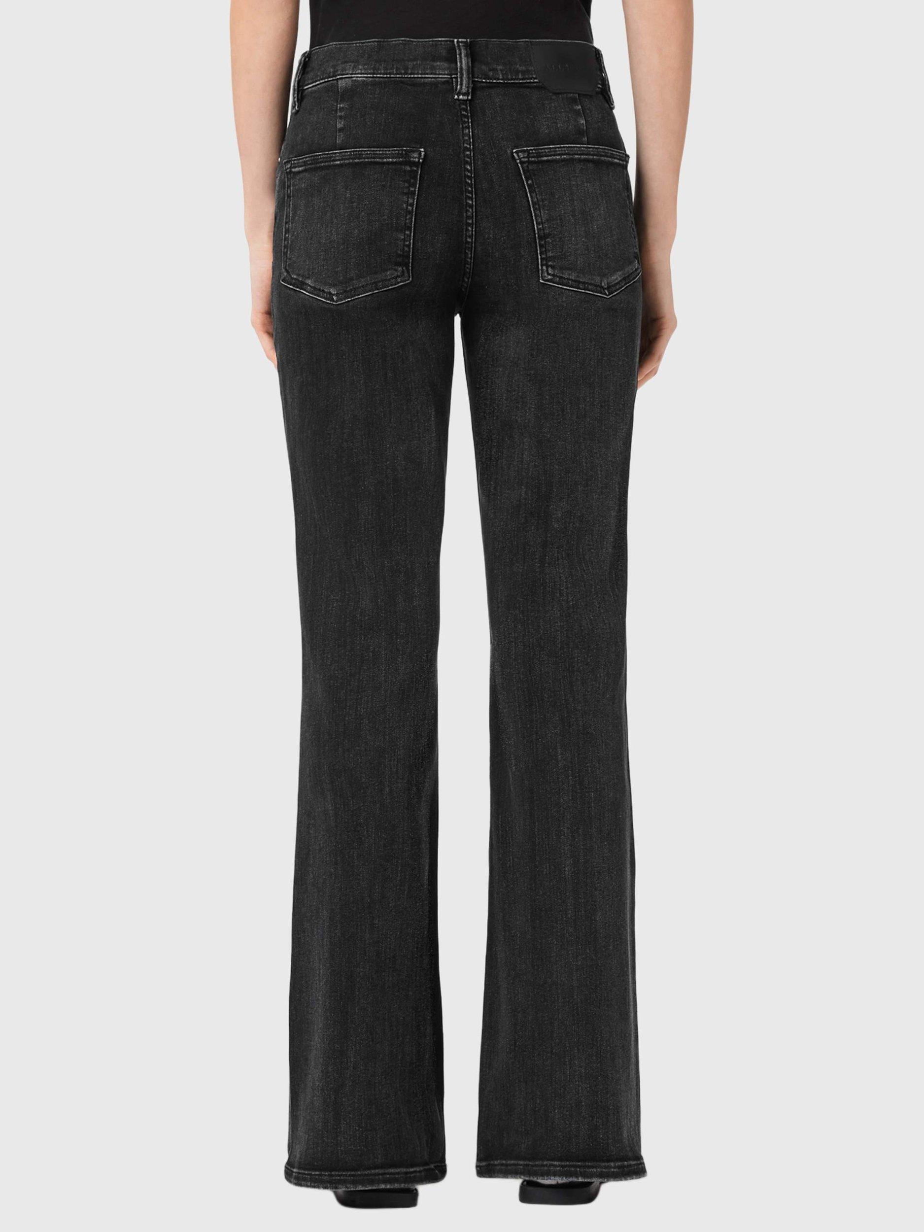 Product image 2 of 7, which shows AllSaints Ember Stretch Flared Jeans, Washed Black, 25