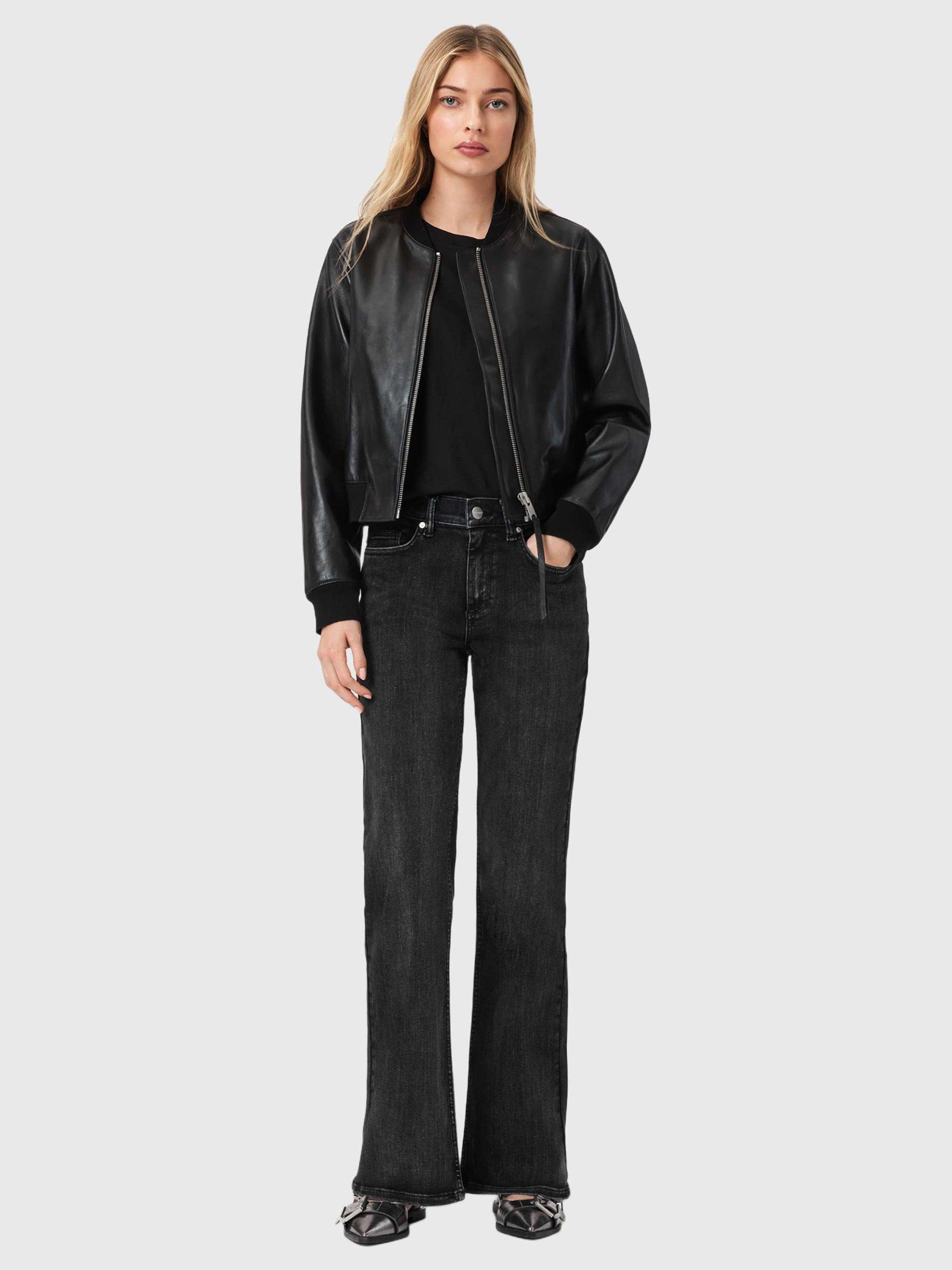 Product image 3 of 7, which shows AllSaints Ember Stretch Flared Jeans, Washed Black, 25