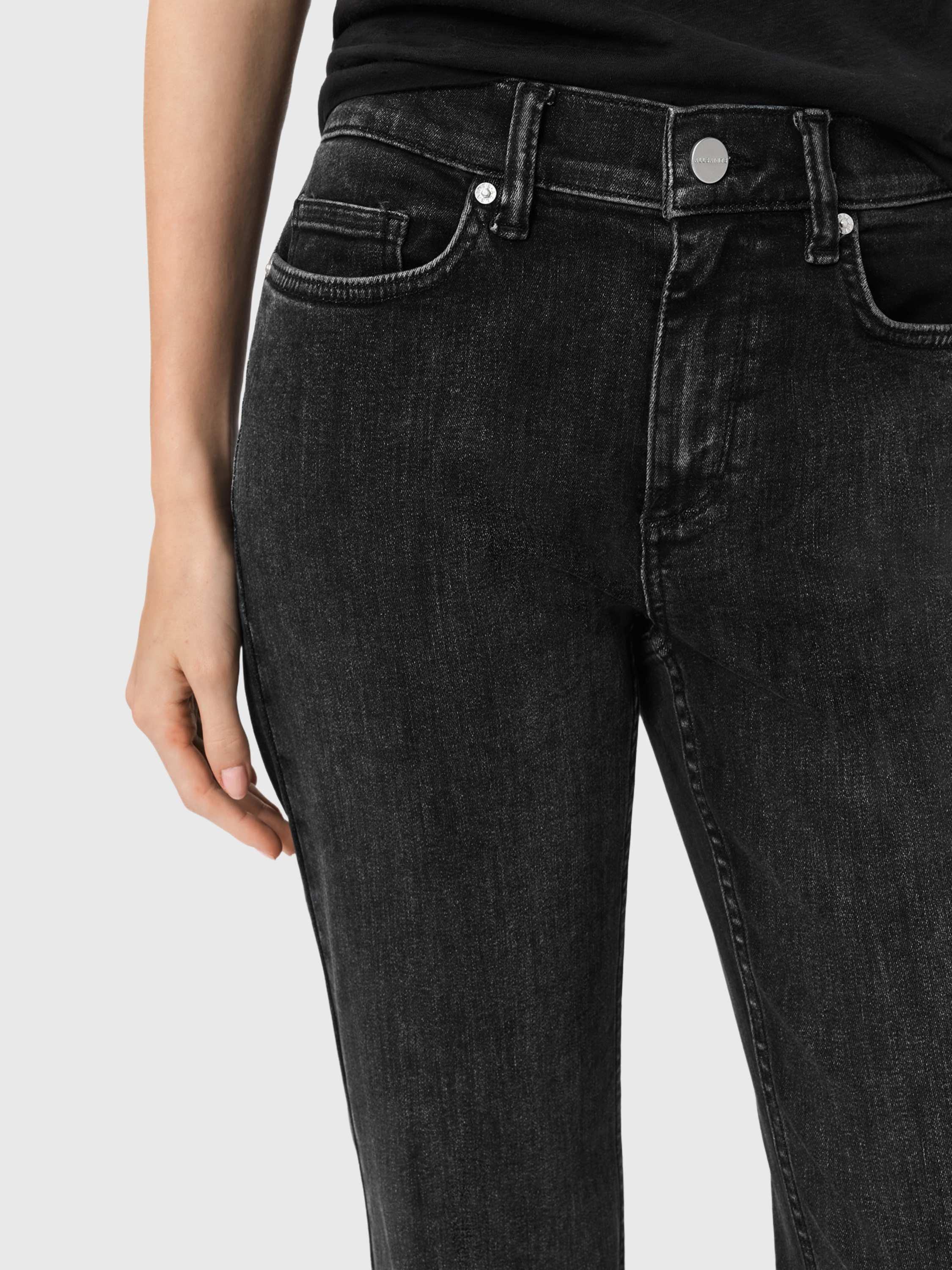 Product image 5 of 7, which shows AllSaints Ember Stretch Flared Jeans, Washed Black, 25